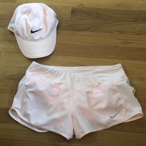 Peach Nike matching shorts and hat set